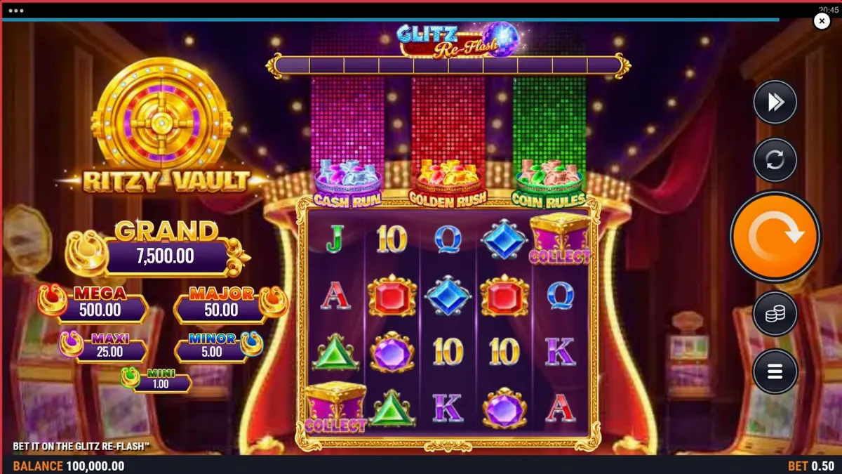 Bet It on the Glitz Re-Flash سلاٹ کا نیون اور پرتعیش ویگاس تھیم