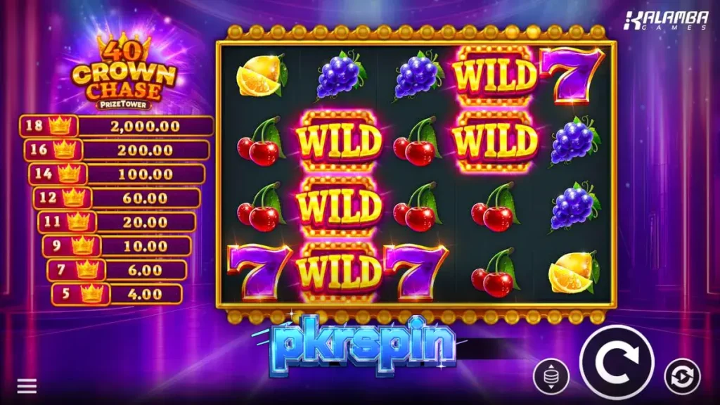 40 Crown Chase PrizeTower سلاٹ گیم کا منظر